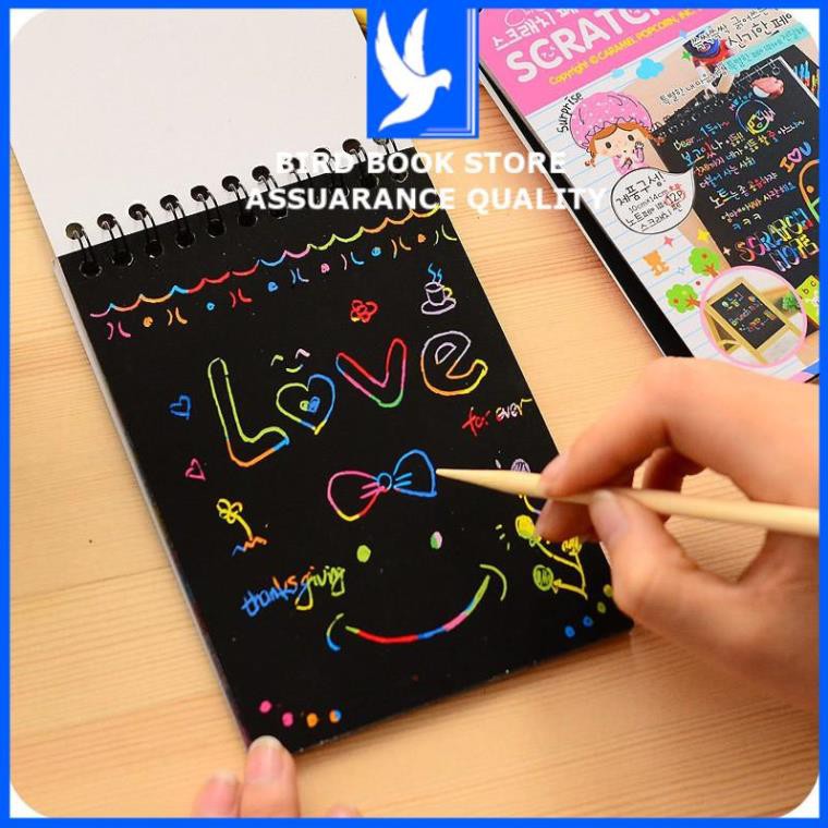 Note Ảnh Grafiti Scratch 💕𝑭𝒓𝒆𝒆𝒔𝒉𝒊𝒑💕 bảng viết nhiều màu Bird Book