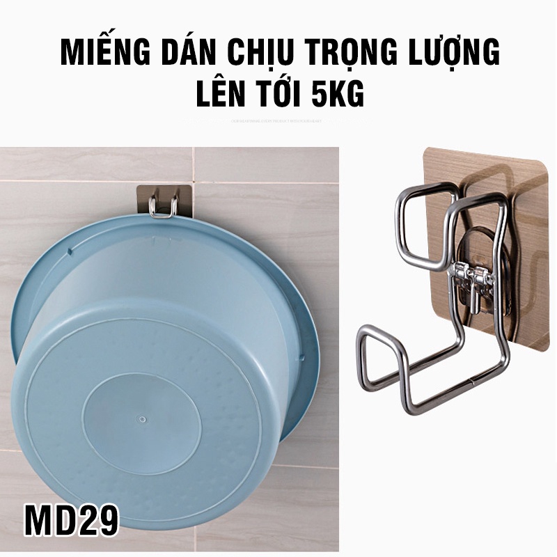 Móc treo treo chậu rửa móc treo rổ móc treo thớt miếng dán nano bạc siêu chắc chắn MD29