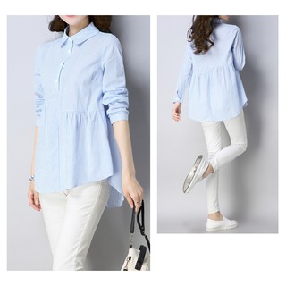 TK371-SƠ MI NỮ FORM DÀI SỌC S-6XL