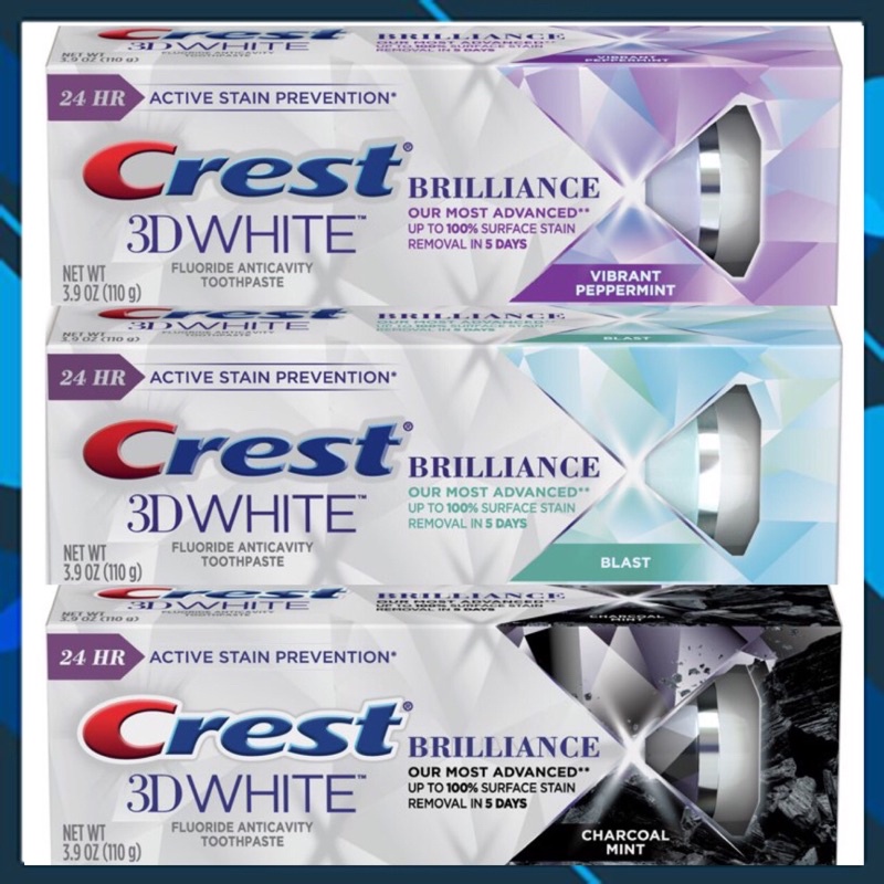 Kem đánh răng trắng răng crest 3D white brilliance 110gr