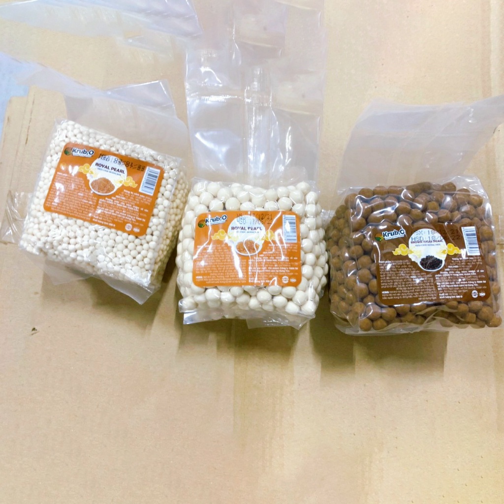 Trân châu hoàng kim KRUBO siêu sạch thơm ngon dai dẻo - Topping trà sữa - Gói 500g và gói 1kg