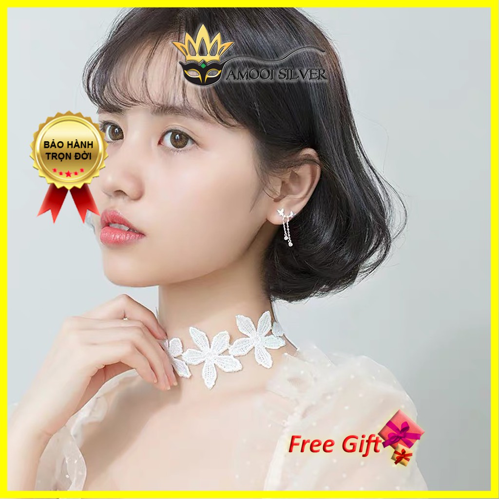 Bông tai bạc S925 đôi bướm tua rua - Amooi Silver AB19