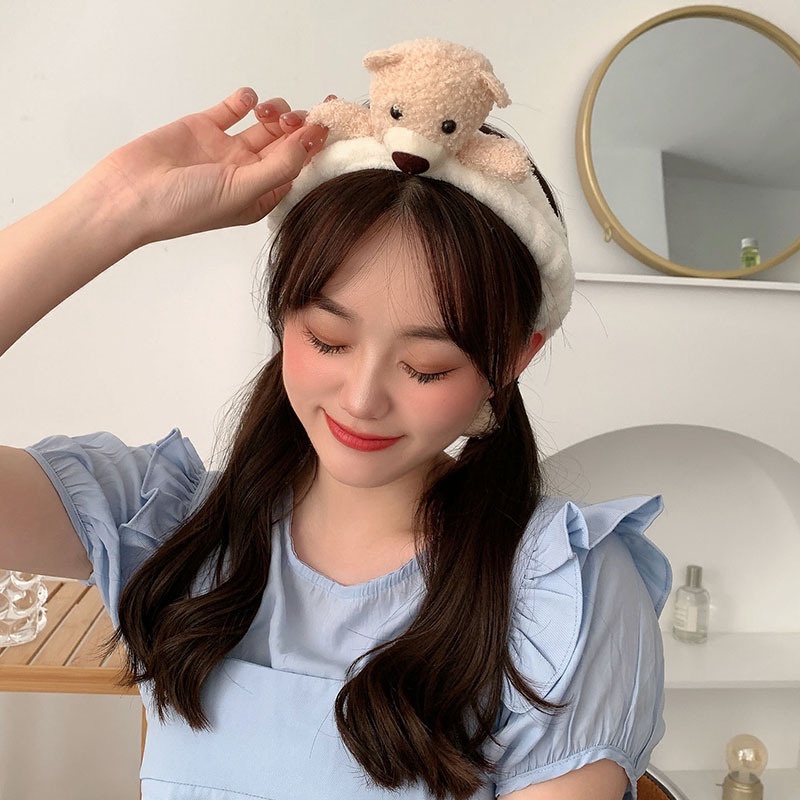 Băng đô cài tóc hình gấu bông dễ thương 8 màu tùy chọn