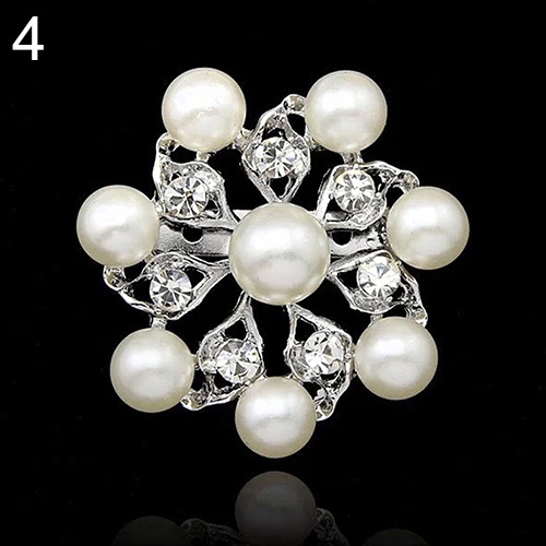 Ghim cài áo hình hoa đính hạt trai giả xinh xắn