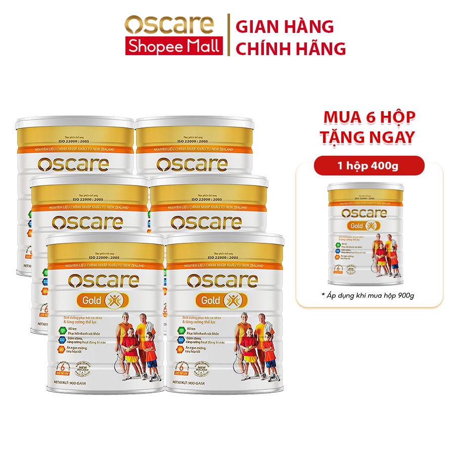 Thùng 12 Hộp Sữa Bột Cho Người Lớn OSCARE Gold Giúp Giảm Mệt Mỏi, Ăn Ngủ Ngon, Tăng Cường Sức Đề Kháng 900g/Hộp