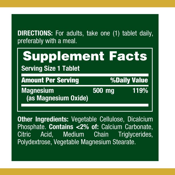 Thực Phẩm Bổ Sung Tăng Sức Đề Kháng, Hệ Miễn Dịch Nature's Bounty Magnesium 500mg