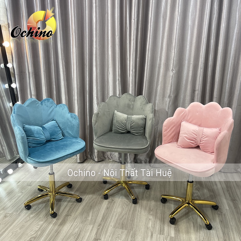 Ghế Xoay Văn Phòng, Ghế Trang Điểm Cá Nhân Mẫu Vương Miện Chân Vàng Sao Cao Cấp ( Có Sẵn).