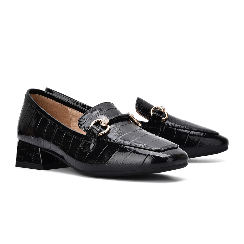 Giày lười nữ Zuciani da bò cao cấp thiết kế Loafer gót vuông 3cm thanh lịch - GZD44