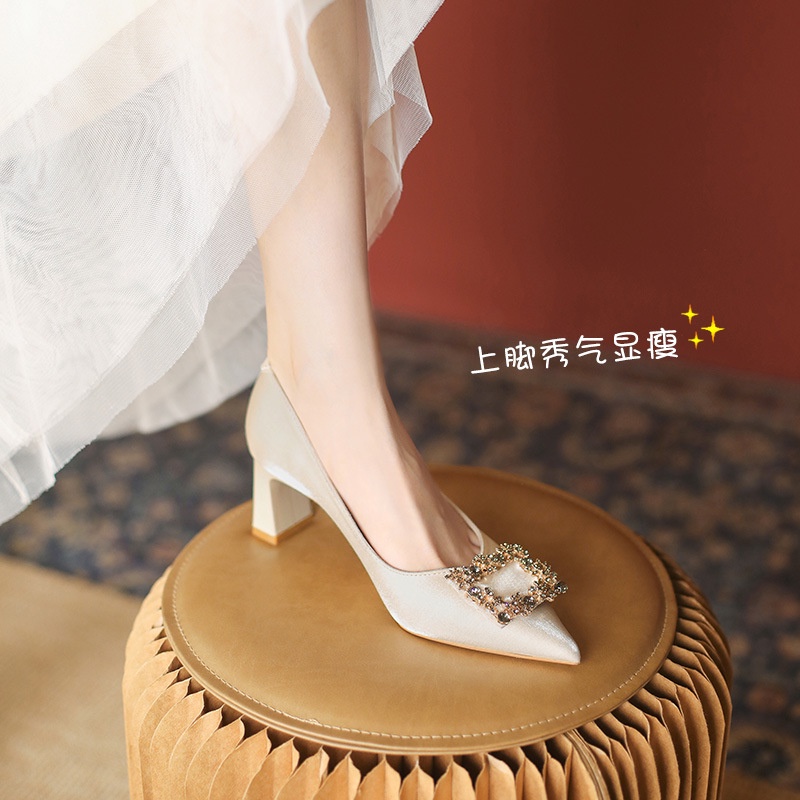 Giày Cao Gót 6.5cm Mũi Nhọn Quyến Rũ Thời Trang Phong Cách Hàn Quốc