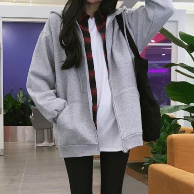 [RẺ VÔ ĐỊCH] Áo Hoodie Dây Kéo Zip Màu Xám - Hoodie Zipper Xám Trơn