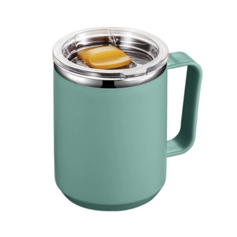 Cốc giữ nhiệt mini 450ml inox cầm tay sang trọng sang trọng giá rẻ Cốc cách nhiệt tường đôi có nắp và rơm