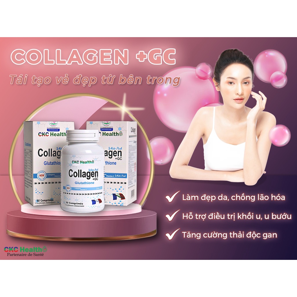 Collagen GC I Hàng chính hãng PhápI Làm đẹp da từ bên trong, trắng da giảm sạm nám, chống lão hóa da.Lọ 60v.thuochieuqua