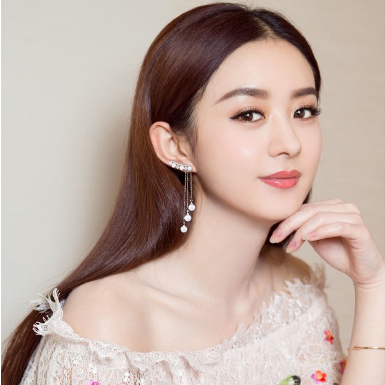 Bông tai nữ dài tua rua đính hạt sáng lấp lánh quý phái sang trọng thời trang Hàn Quốc siêu hot 2019
