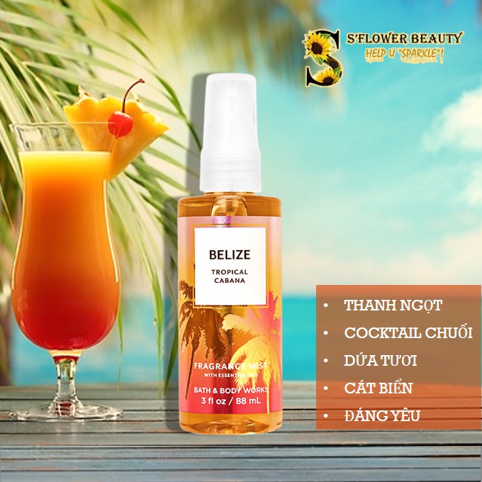Travel Size 88ml | Xịt Thơm Nước Hoa Toàn Thân Mini Bath &amp; Body Works Body Mist | BAHAMAS | FIJI | KEY WEST | BELIZE