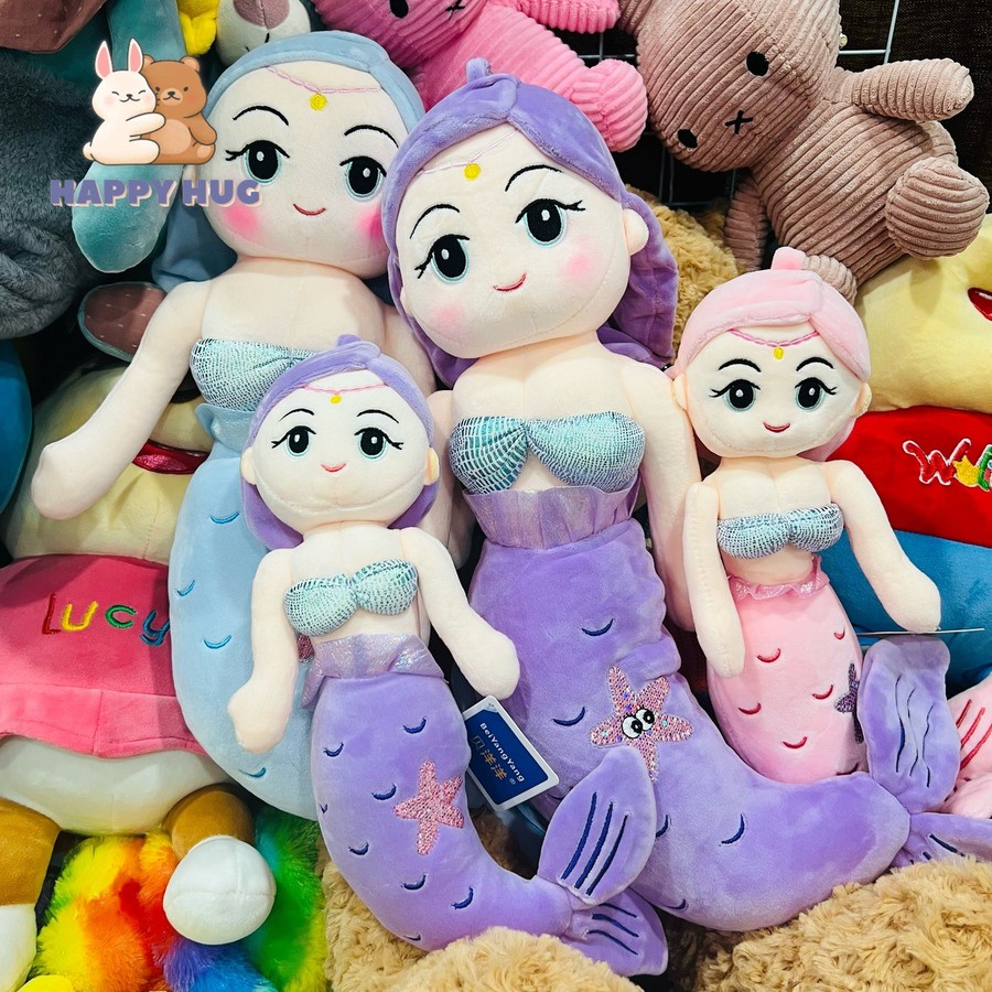 Gấu bông Nàng tiên cá size 40/60/80/100cm, thú nhồi bông cho bé gái cao cấp - Happy Hug
