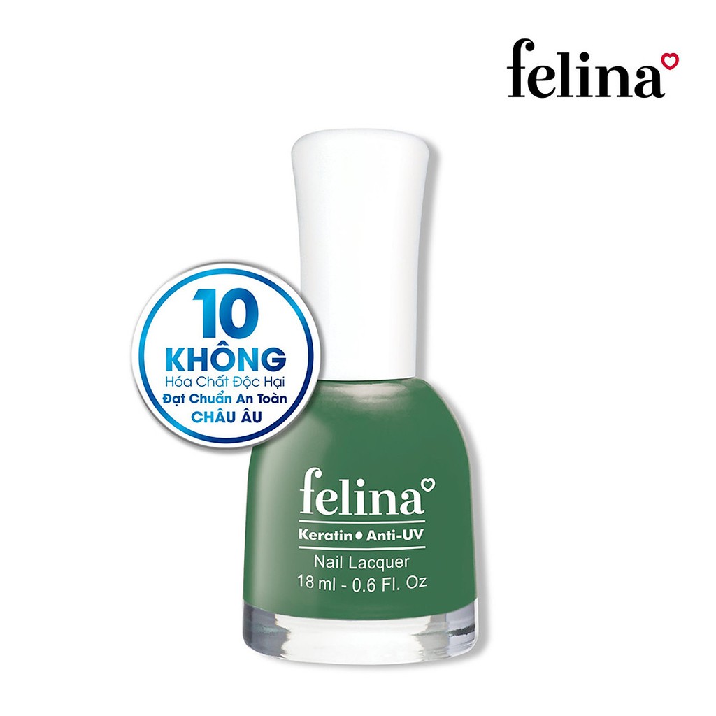 Sơn Móng Tay Màu Xanh Lá Cây Thông Cao Cấp FELINA Keratin Anti-UV 18ml #CS598