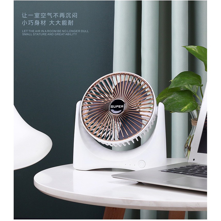 Quạt Để Bàn Sạc Tích Điện Super Fan, 3 Chế Độ Mát, Để Bàn Làm Việc, Ô Tô...Siêu Tiện Lợi Cho Mùa Hè Nóng Nực | BigBuy360 - bigbuy360.vn