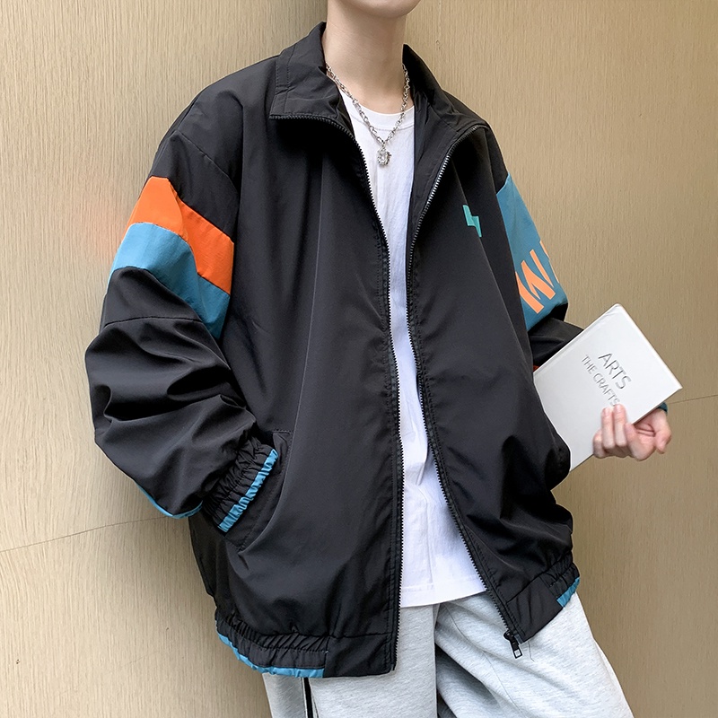 Áo Khoác bomber Cổ Đứng Dáng Rộng Thời Trang Xuân Thu Phong Cách Hồng Kông Cá Tính Cho Nam