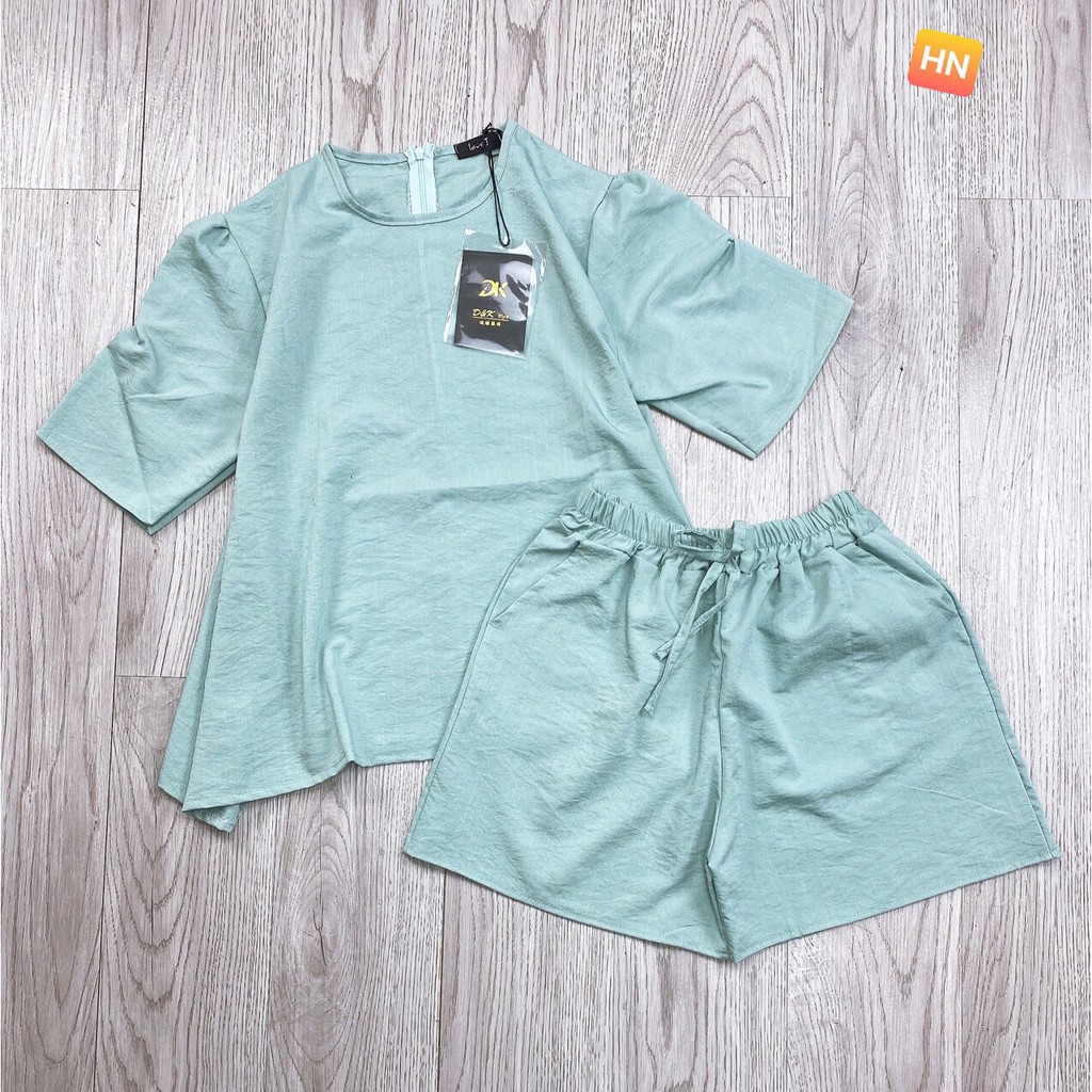 [Mã WASTCOOL giảm 15% tối đa 50K đơn 99K] bộ nữ quần đùi áo tay bồng chất đũi xước babi | BigBuy360 - bigbuy360.vn