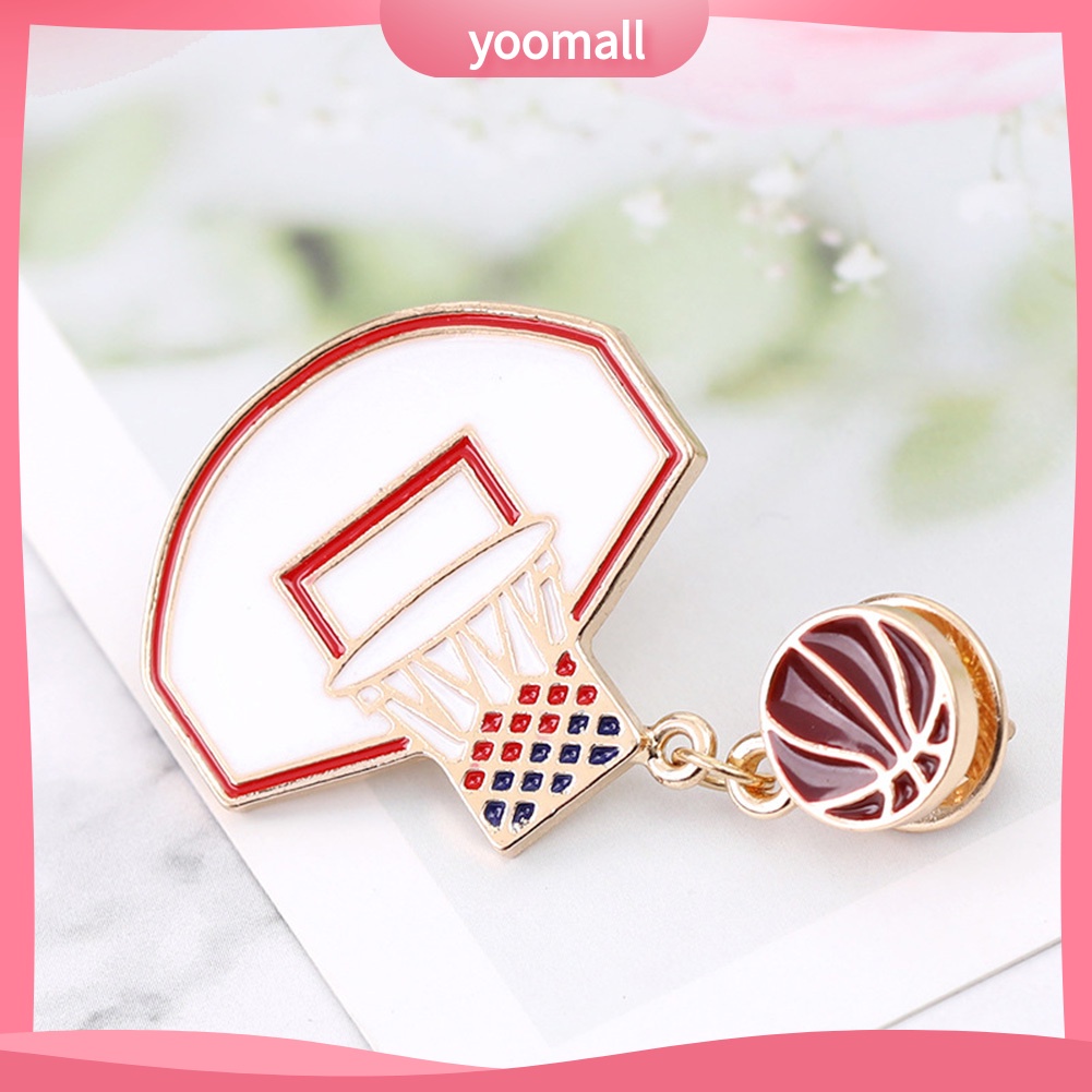 Ghim cài áo hợp kim họa tiết bóng rổ độc đáo cho trang trí