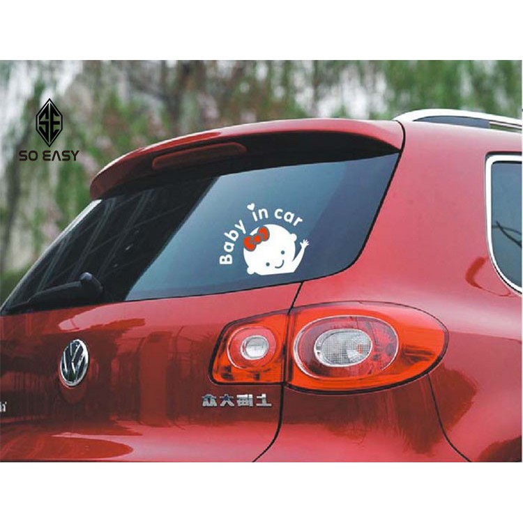 Decal dán trang trí hình EM BÉ - BABY IN CAR sticker dễ thương tạo sự cảnh giác cho xe hơi, ôtô, xe khách, xe tải _EX009
