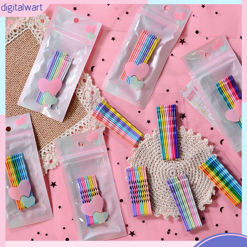 Set 10 Kẹp Tóc Kim Loại Màu Sắc Cầu Vồng Xinh Xắn Cho Bé Gái