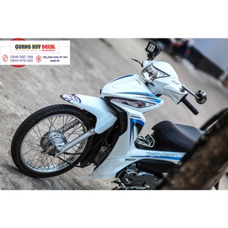 Tem trùm wave rsx trắng chỉ xanh - Độ dán team trùm decal xe máy wave rsx trắng chỉ xanh - Team trùm decal xe máy wave r