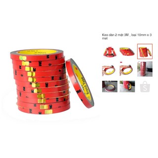 Keo dán 3M sịn có tem niêm phong cho ô tô xe hơi Rộng 1cm dài 3m Có khả năng chịu nước, mạnh, chất thoáng mát, hàng chín