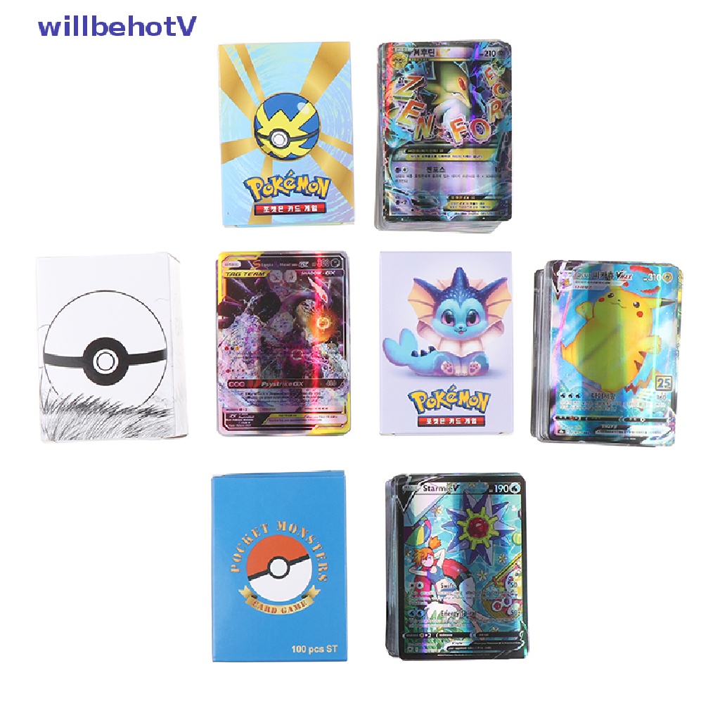 Bộ 100 / 120 Thẻ Bài Pokemon VSTAR Vmax GX Tiếng Anh Hàn Quốc