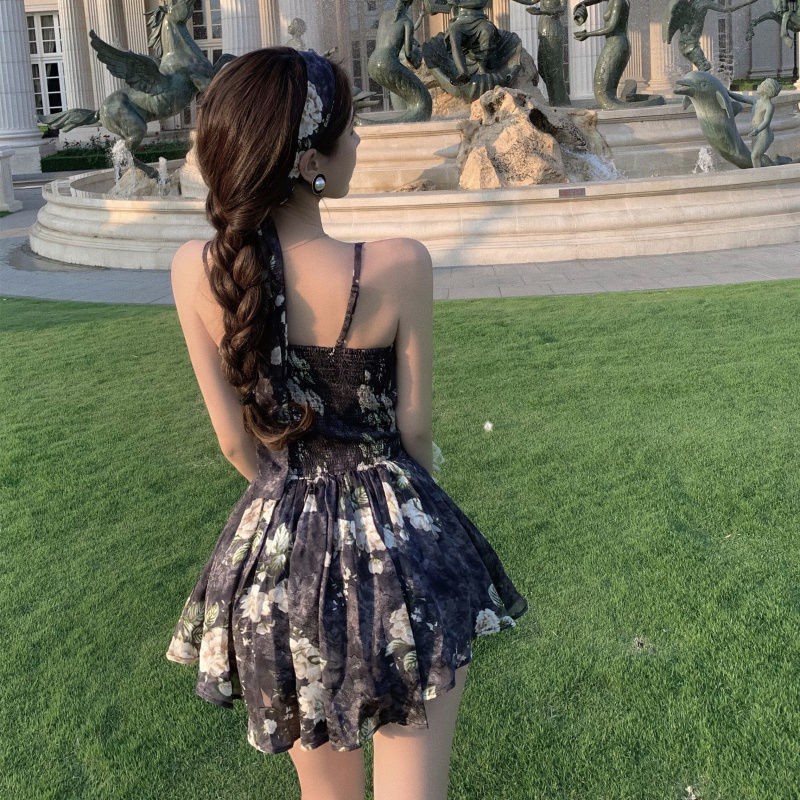 Váy Dây Dạo Phố In Hoa Thời Trang Cho Nữ