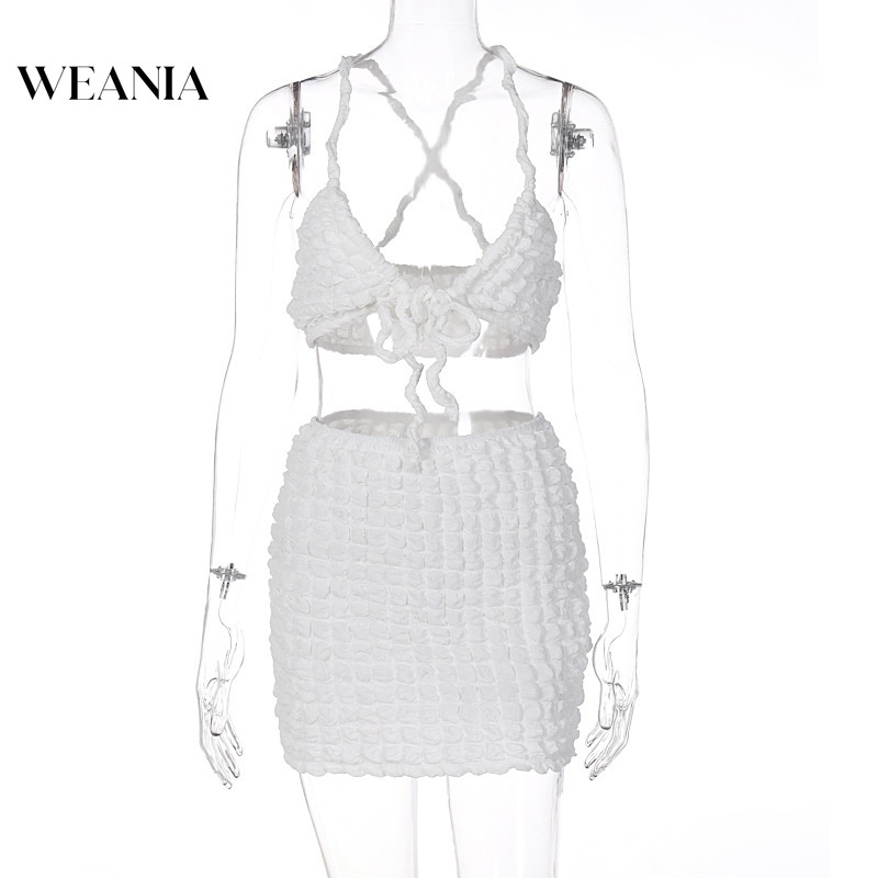 Bộ Áo hai dây + Chân Váy Phồng Cột Dây Gợi Cảm Thời Trang Mùa Hè