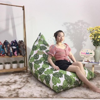 ghế xốp dáng thuyền, hình lá xanh, vải canvas, size 150cm, - có sẵn xốp