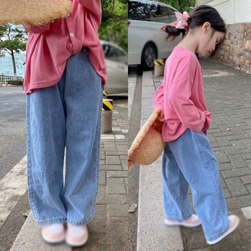 Quần Jean Dài Ống Rộng Thời Trang Hàn Quốc Dành Cho Nữ