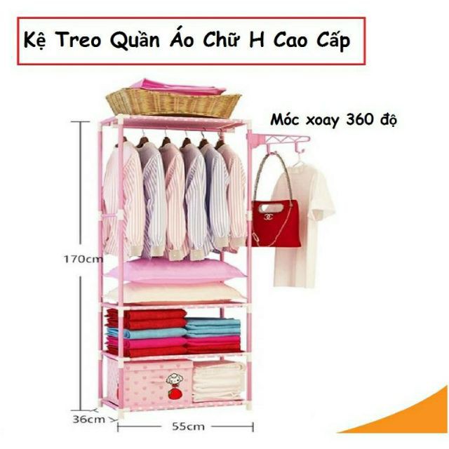 [Mã LIFEXANH03 giảm 10% đơn 500K] Kệ, tủ treo quần áo hình chữ H