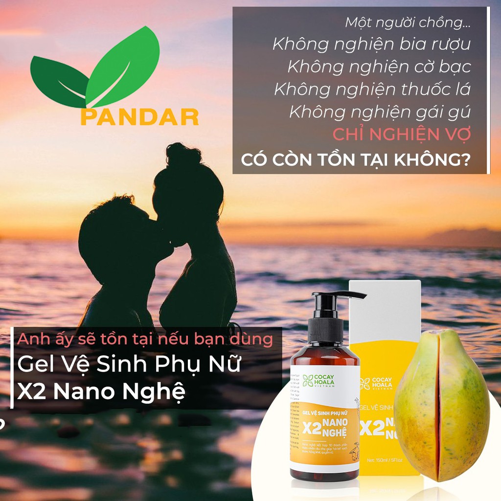 [TẶNG 1 BAO CAO SU DUREX]Gel Vệ Sinh Phụ Nữ x2 Nano Nghệ, Cỏ cây hoa lá, PANDAR, chai 150 ml