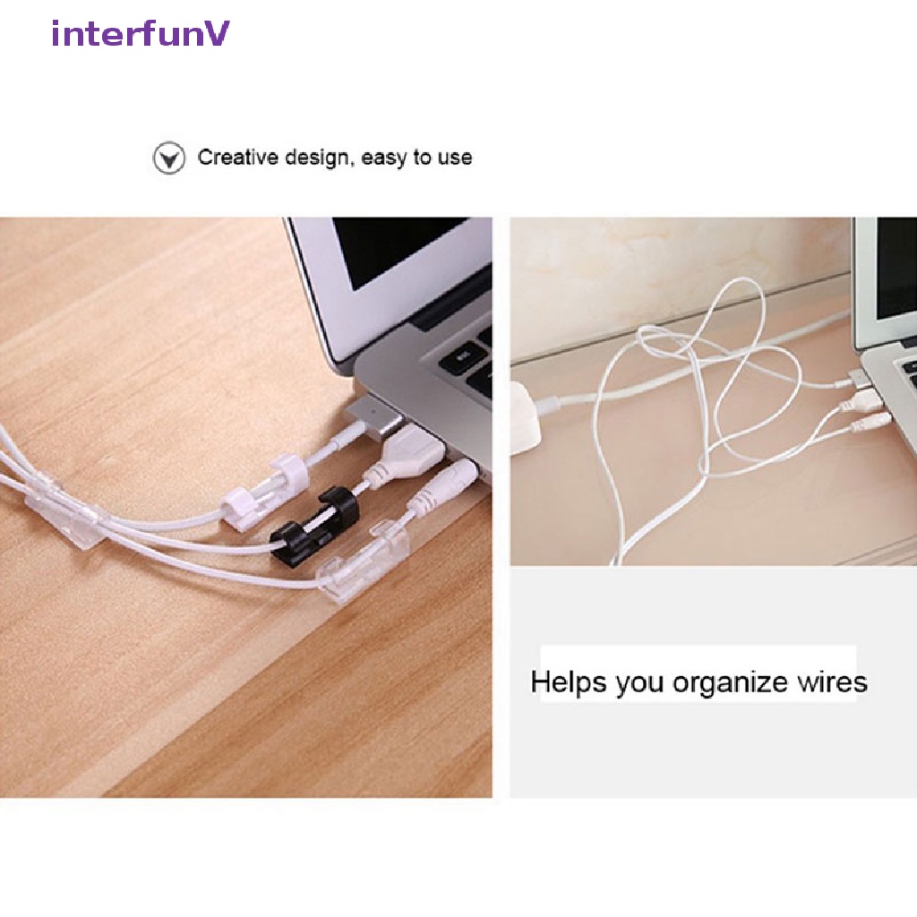 Bộ 20 Kẹp Cố Định Dây Cáp Sạc / Cuộn Dây Điện Để Bàn Tiện Dụng