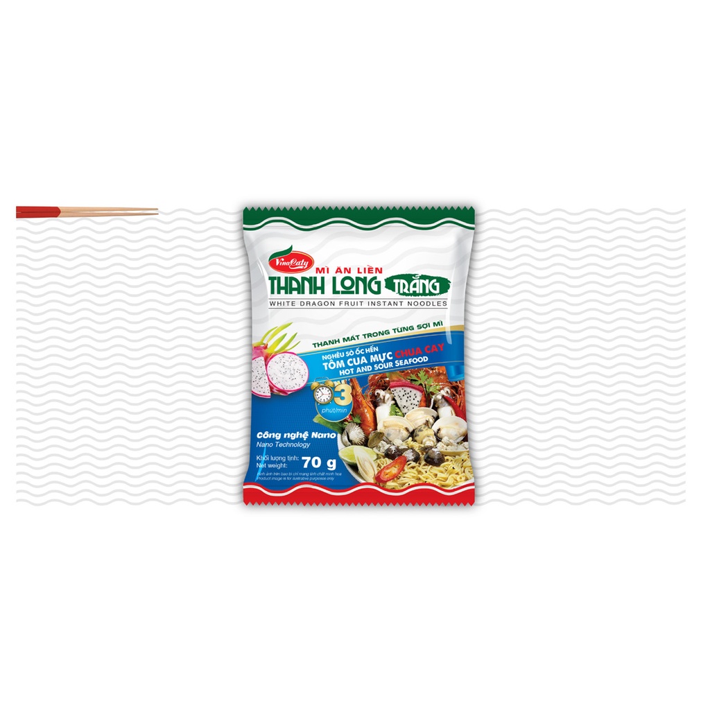 Mì gói Thanh Long Trắng Nghêu Sò Ốc Hến - Tôm Cua Mực Chua Cay Caty