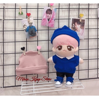 Mũ beanie trơn cho doll 20cm