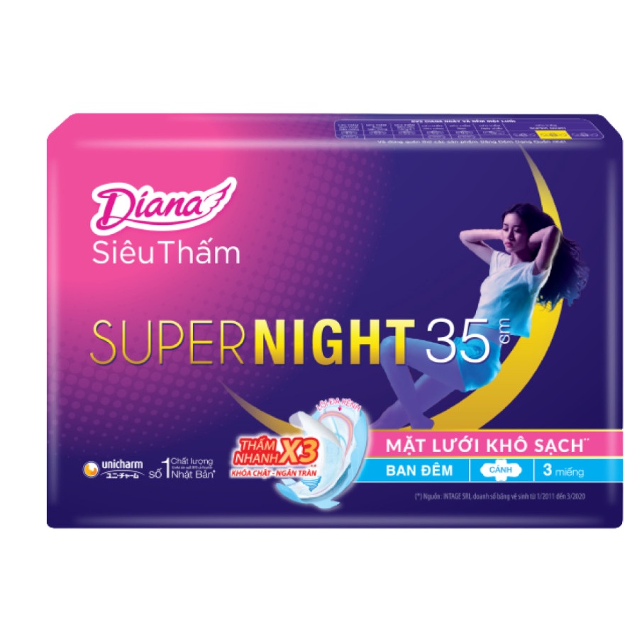 BĂNG VỆ SINH DIANA SIÊU THẤM SUPERNIGHT 35CM