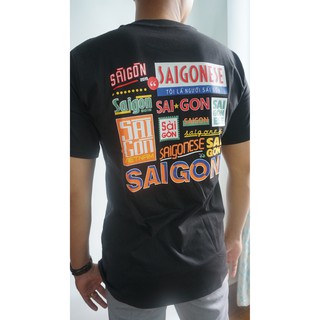 Áo thun  cotton 100% đen saigonese Unisex