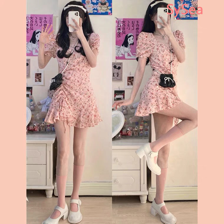 Đầm Voan Ngắn Tay In Hoa Xinh Xắn Dành Cho Nữ | BigBuy360 - bigbuy360.vn