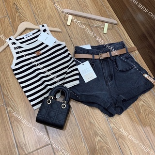 Áo 3 lỗ len kẻ Celinee ( kèm ảnh shop chụp thật )