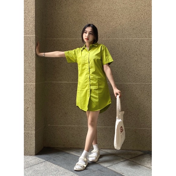 Đầm váy nữ basic cổ sơ mi cài cúc nhiều màu thời trang AAG99 váy nữ cộc tay nhiều màu