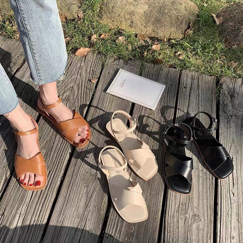 sandal bản to chữ x ulzzang basic
