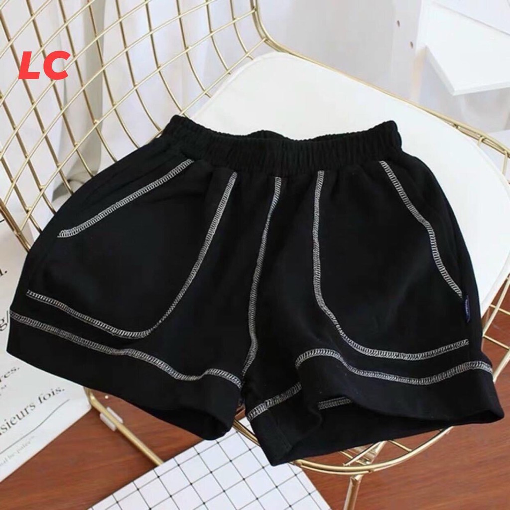 Quần Đùi Short Viền Kẻ Nổi - NEm.Clothing Nữ [FREESHIP] - Shorts mặc ở nhà, sooc ngủ cạp chun trơn màu basic Ulzzang HO