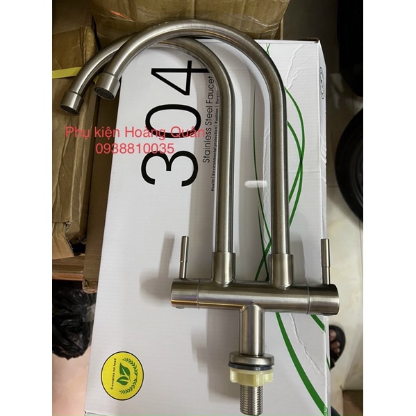 Vòi rửa chén 2 vòi Inox 304 - Vòi chậu rửa chén 2 hộc