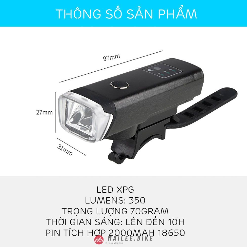 Đèn Pha Xe Đạp Chống Nước Siêu Sáng Sạc Điện USB 4 Chế Độ Sáng Tiện Dụng Giúp Bạn Đạp Xe An Toàn Ban Đêm