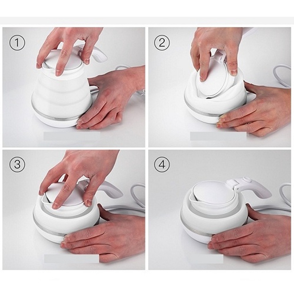 Ấm đun siêu tốc mini gấp gọn du lịch tiện dụng - Bình đun nước mini xếp gọn đa năng bằng silicon nhỏ gọn đi dã ngoại