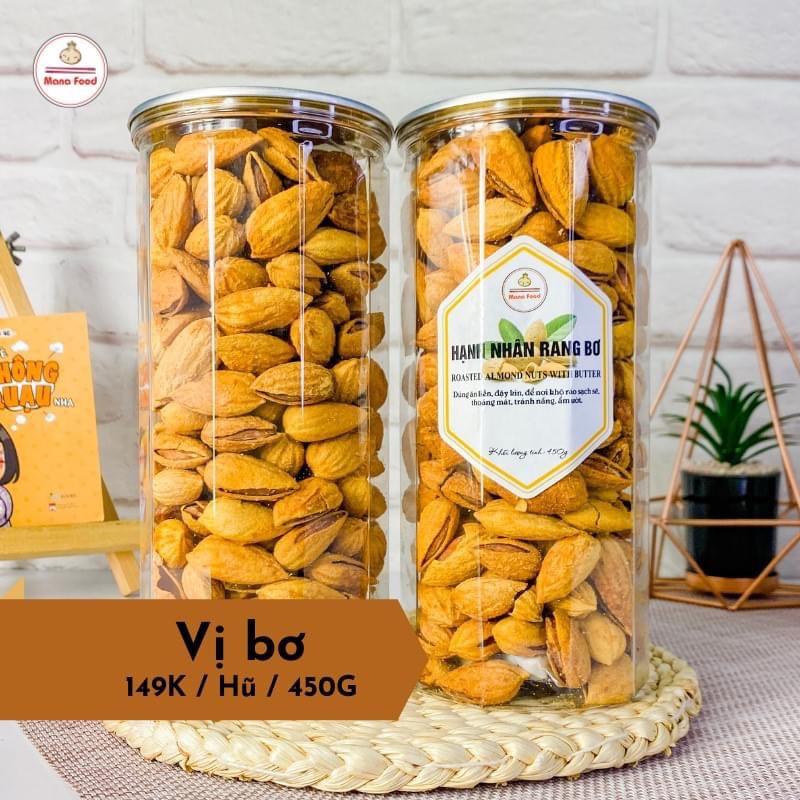 Hạnh Nhân Rang Bơ Lon 500gram - Hạt Hạnh Nhân còn vỏ