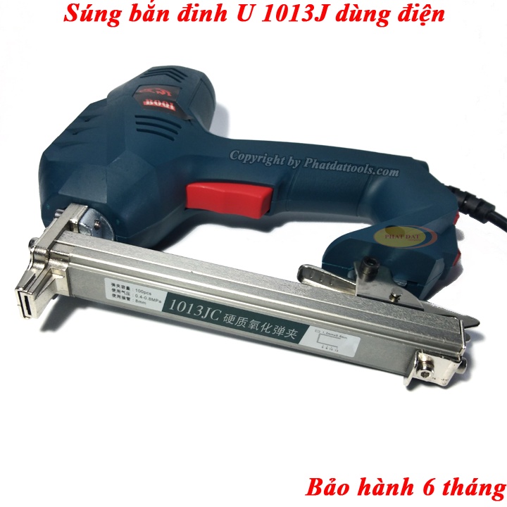Máy Bắn Đinh Gim Gỗ U-1013J Cao Cấp Dùng Điện-Súng bắn đinh U gỗ-Tặng kèm hộp 5000 đinh U